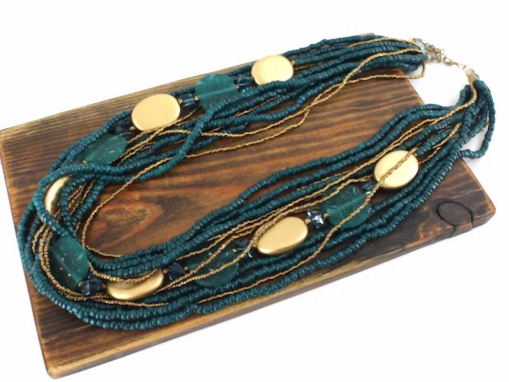 NEW PRETTY PERSUASIONS women's cocos nucifera gmelina arborea wood beaded neckla